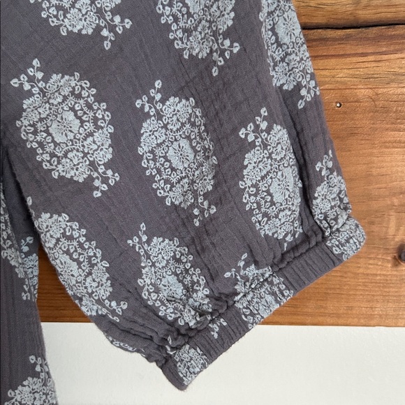 Wonderly Gray and White Patterned Mini Dress Size PM 100% Cotton Puff Sleeves - Picture 3 of 13